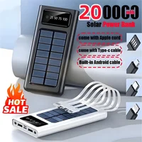 200000mAh Solar Power Bank Large Capacity USB 4 in1 Super Fast Charging USB TypeC LED Light Outdoor Power Bank For Xiaomi iPhone 2