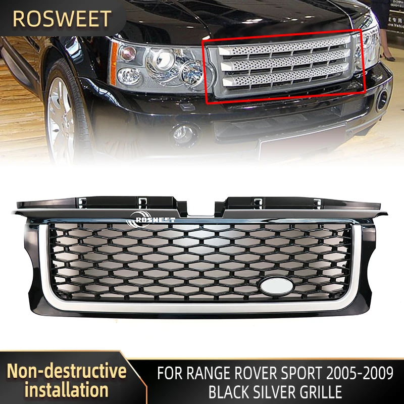 

Car Front Bumper Grille For Range Rover Sport 2005 -2009 L320 Black Silver Grills Auto Parts Car Accessories