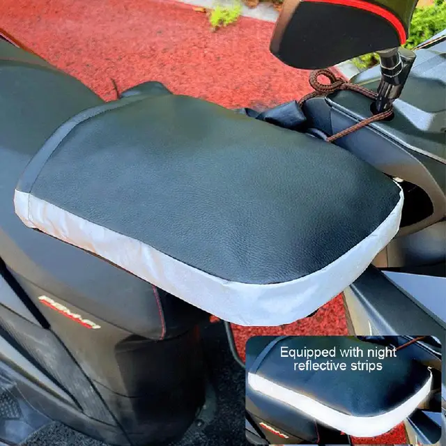 1 Pair Of Motorcycle Handle Mittens Plush Lined Waterproof PU Glove Hands Warm In Winter For Scooters And Snowmobiles 5