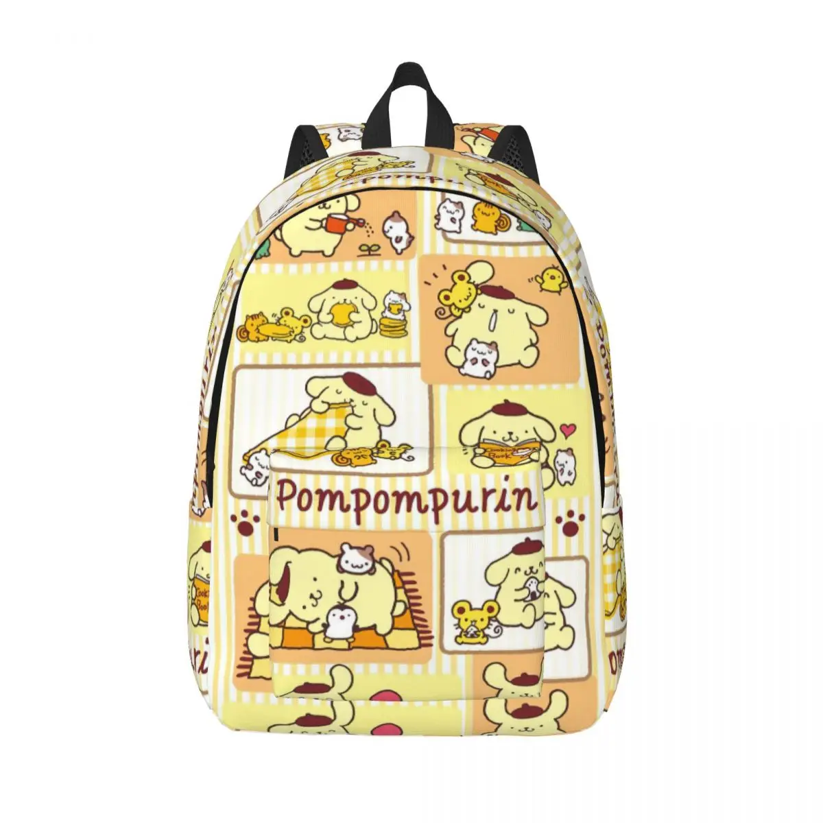 

Классический рюкзак Pom Purin для мужчин и женщин, студенческий деловой милый мультяшный ранец с карманом для ноутбука на ремне