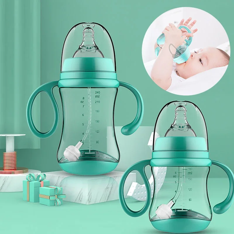 

Anti-Choke Baby Bottle With Grip Wide-Caliber Feeding Bottles fpr Newborn Dring Cup Dual Use Infant Milk Water Drinking Bottle