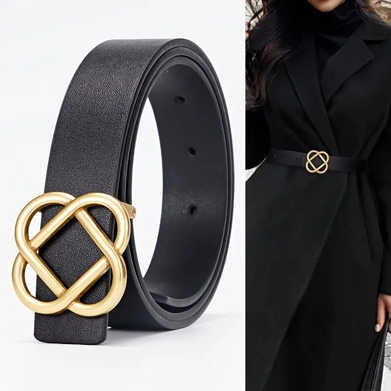 

Genuine Leather Women's Belt Decorative All-Match Girdle Flower Shaped Buckle Leather Belt New For Dress Sweater Coat Suit Jeans