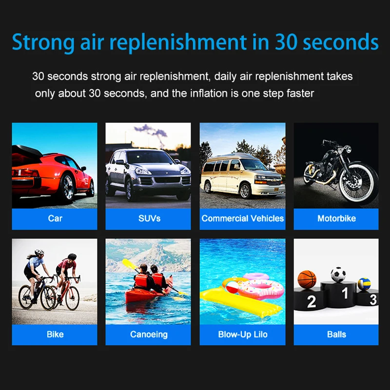 150 psi Car Tyre Inflator Air Injector Portable Car Tire air pump Cordless Vehicle Wheels Electric Compressor Digital 5000mAh