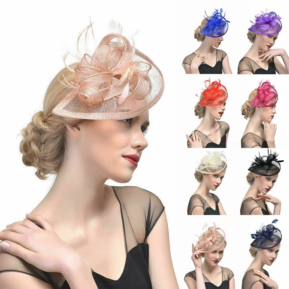 Fascia Per Capelli Da Donna Aliceband Hat Bridal Topper Feather Headwear Fascinator Wedding Ladies Day Race Royal Ascot Hat