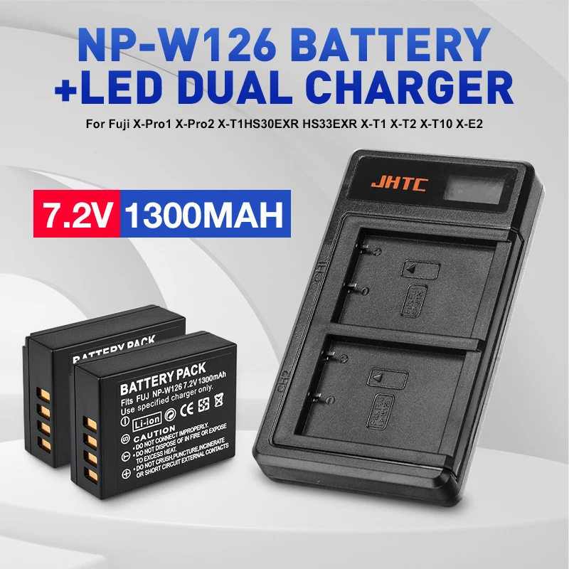 Аккумулятор 1300 мА · ч NP-W126 NP W126 NPW126 + двойное зарядное устройство с ЖК-дисплеем для