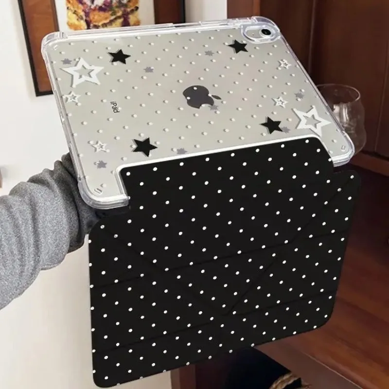Elegant Black and White Polka Dot Stars Tablet Case