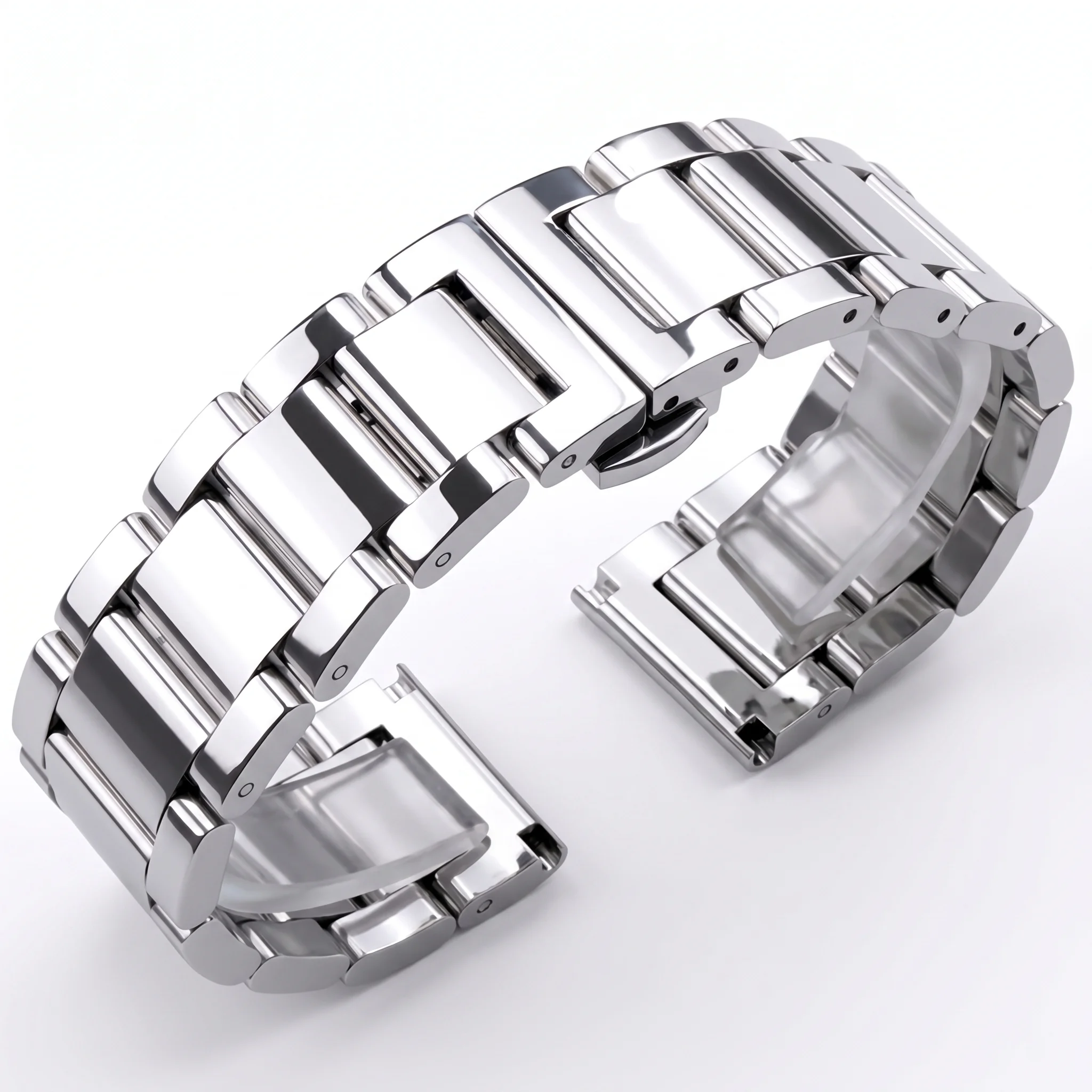 Premium Solid Stainless Steel Watch Band - Unisex Metal Bracelet Replacement Strap