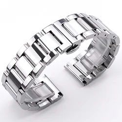 Premium Solid Stainless Steel Watch Band - Unisex Metal Bracelet Replacement Strap - 22mm (Polished)