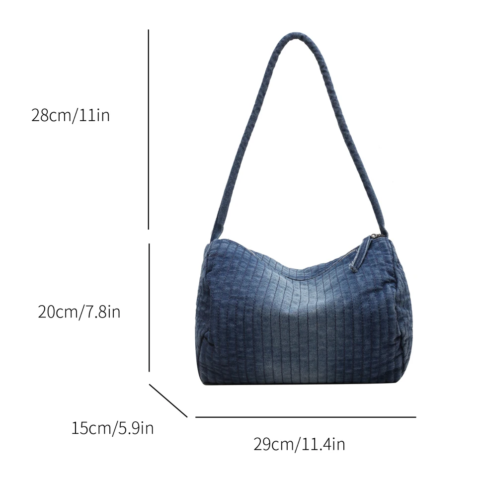 Gradient Denim Women's Bag New Jeans Eco Bag Korean Messenger Bag Y2K Shoulder Bag Shopping Vintage Handbag Quilted Sling Bag