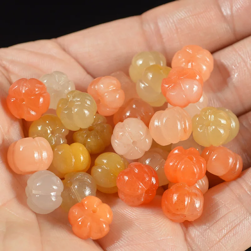 

12mm Colorful Golden Silk Jade Pumpkin Beads For Jewelry Making Diy Bracelet Necklace Jades Stone Bead DIY Accessories Jewellery