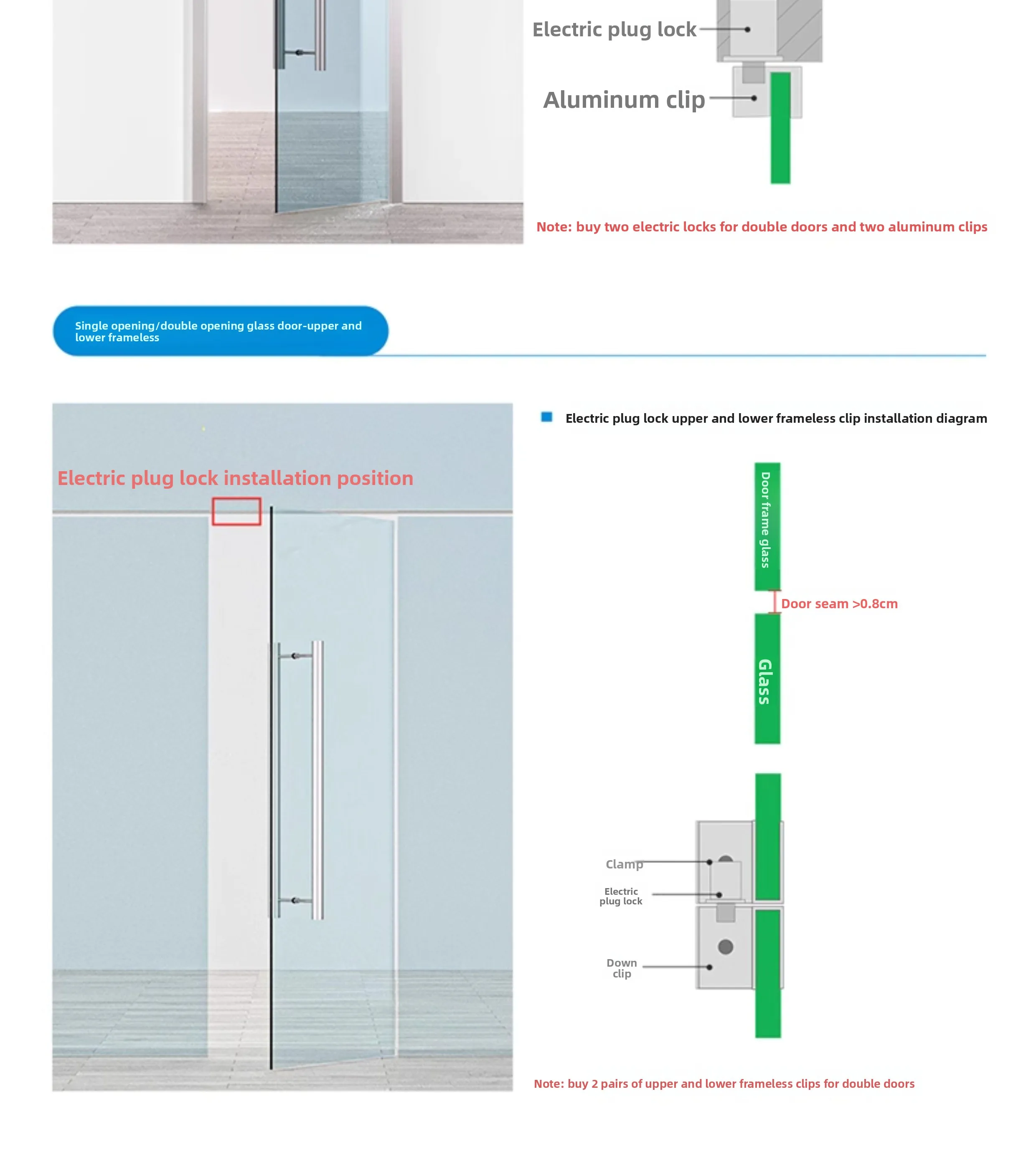 access control electric interlock concealed embedded electronic control lock gla