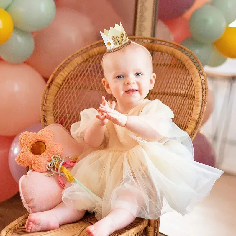 1st Birthday Crown Hat Baby Boy Girl Headband Number Hats Kids Birthday Baby Shower Party Decorations Anniversary Decor Caps party hat birthday crown baby crown hat birthday headband set
