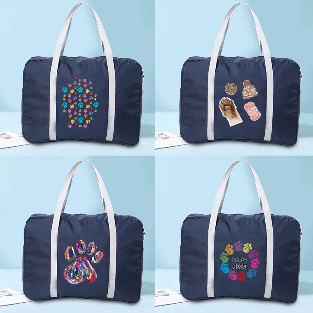 

2022 Large Capacity Folding Travel Bags Handbag Luggage for Men and Women New Duffle Bag Footprints Printed Travel Storage Bags