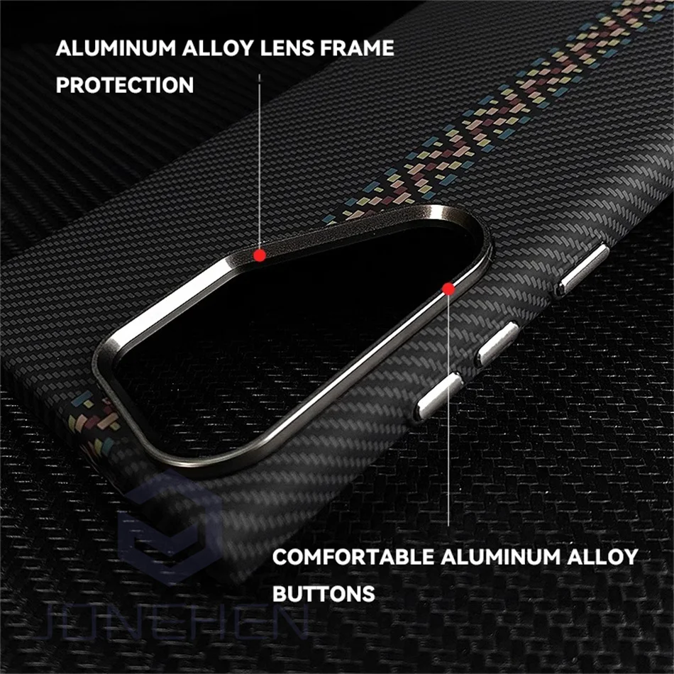 Luxury Cloud Carbon Fiber Magnetic Slim Case with Metal Lens Protection