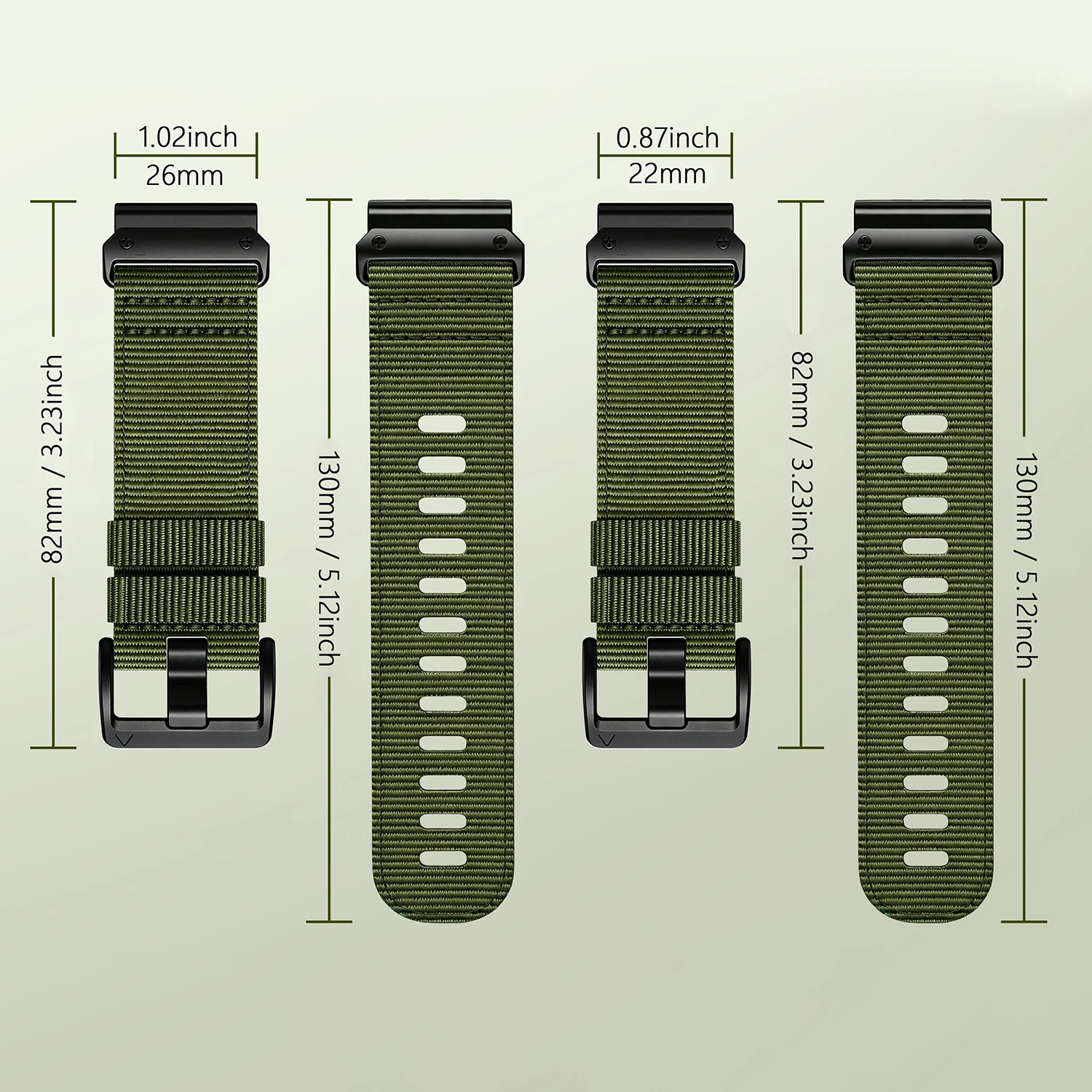 QuickFit Nylon Strap in 26mm/22mm - Premium Watch Bracelet