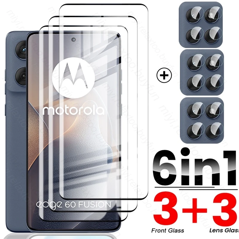 6-in-1 Curved Tempered Glass Case with Camera Lens Screen Protectors