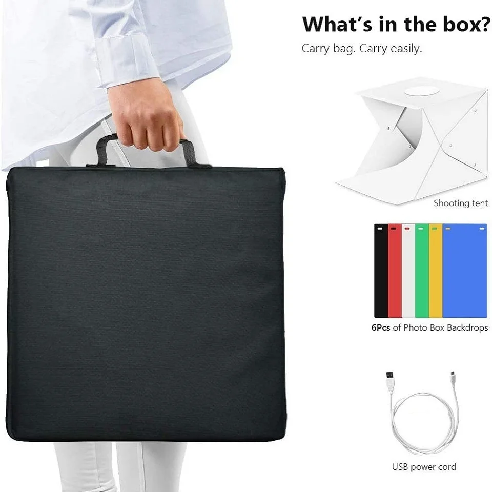 Portable Photo Studio Light Box With Lights For Product Food Photography Aureday Mini White Box Flash Lightbox 6 Colors Backups