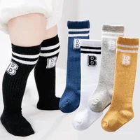 Korean Baby Boys Girls Knee High Long Socks Cotton Breathable Letter Stockings Newborn Infant Toddler Leg Warmers 0-2years Old 3
