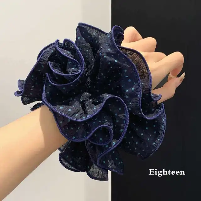 Oversized Fashion Ladies Sweet Ruffled Elastic Hair Rope Ponytail Holder Headwear Large Scrunchie Hair Tie Accessories Gofts 2