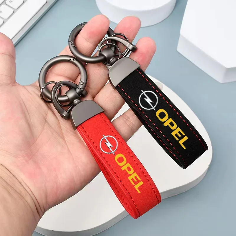 

NEW Style Car Metal Suede Leather Keychain Metal Engraved Logo For opel astra g h j insignia zafira corsa d c vivaro