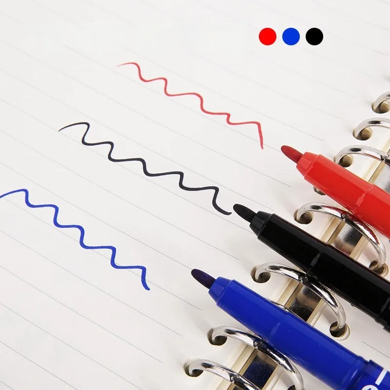 M&G Markers Small Double-ended Oil-based Pen Waterproof Non-color Loss Small Fine-tip Outlining Pen Black Blue Red 12pcs