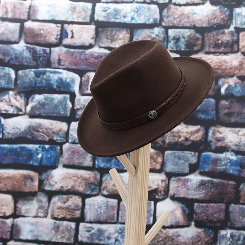 Women Men Fedoras Western Cowboy Hat Lady Sombrero Hombre Metal Piece Decoration Cowgirl Jazz Sun Caps Size 57CM fashion hat fedora hat
