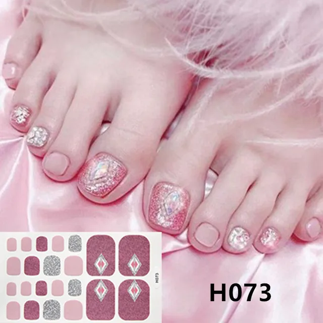 22tips Korea Toe Nail Sticker Wraps Adhesive Decals Toenail Polish Strips DIY Pedicure Foot Decals Manicure Women H073