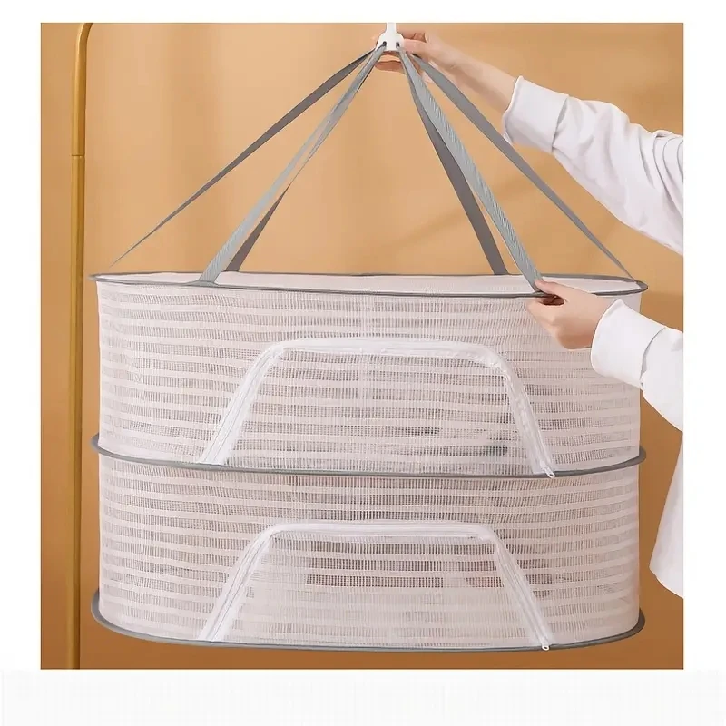 Folding clothes drying net Flat drying net pocket with zipper Folding fishing net Non toxic polyester net 2