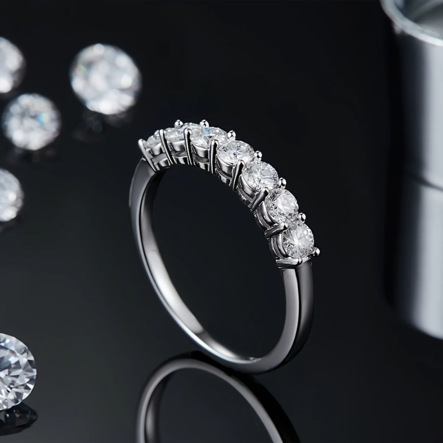 Wedding Band Half Eternity Stackable Engagement Ring D Color VVS1 Lab Created Hand towel holder Towel holder bathroom