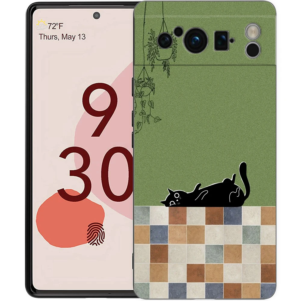 Colorful Striped Art Cat Luxury Phone Case - Black Soft TPU Cover