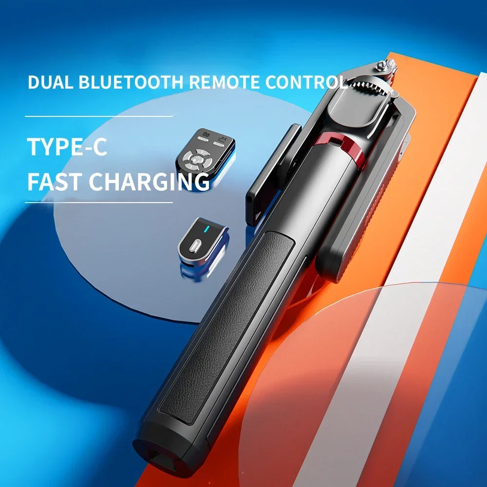 P325 Dual Remote Selfie Stick 2.2M Extended Mobile Phone Quadpod Wireless Bluetooth Selfie Stick Handheld Stabilizer Bracket