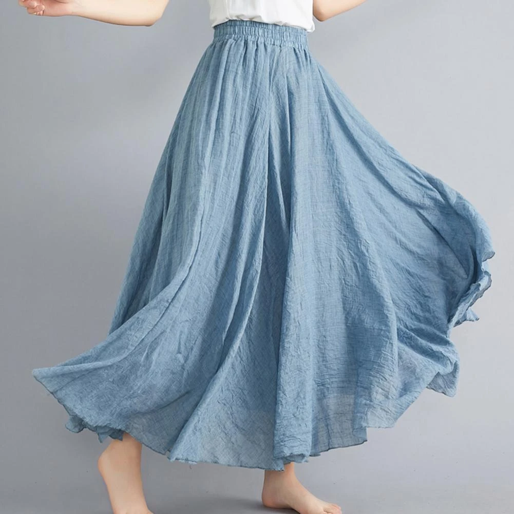 Falda larga de gasa para mujer, faldas largas de cintura alta, elegantes, estilo bohemio, 80/90/2022 cm, Primavera, 100| | AliExpress