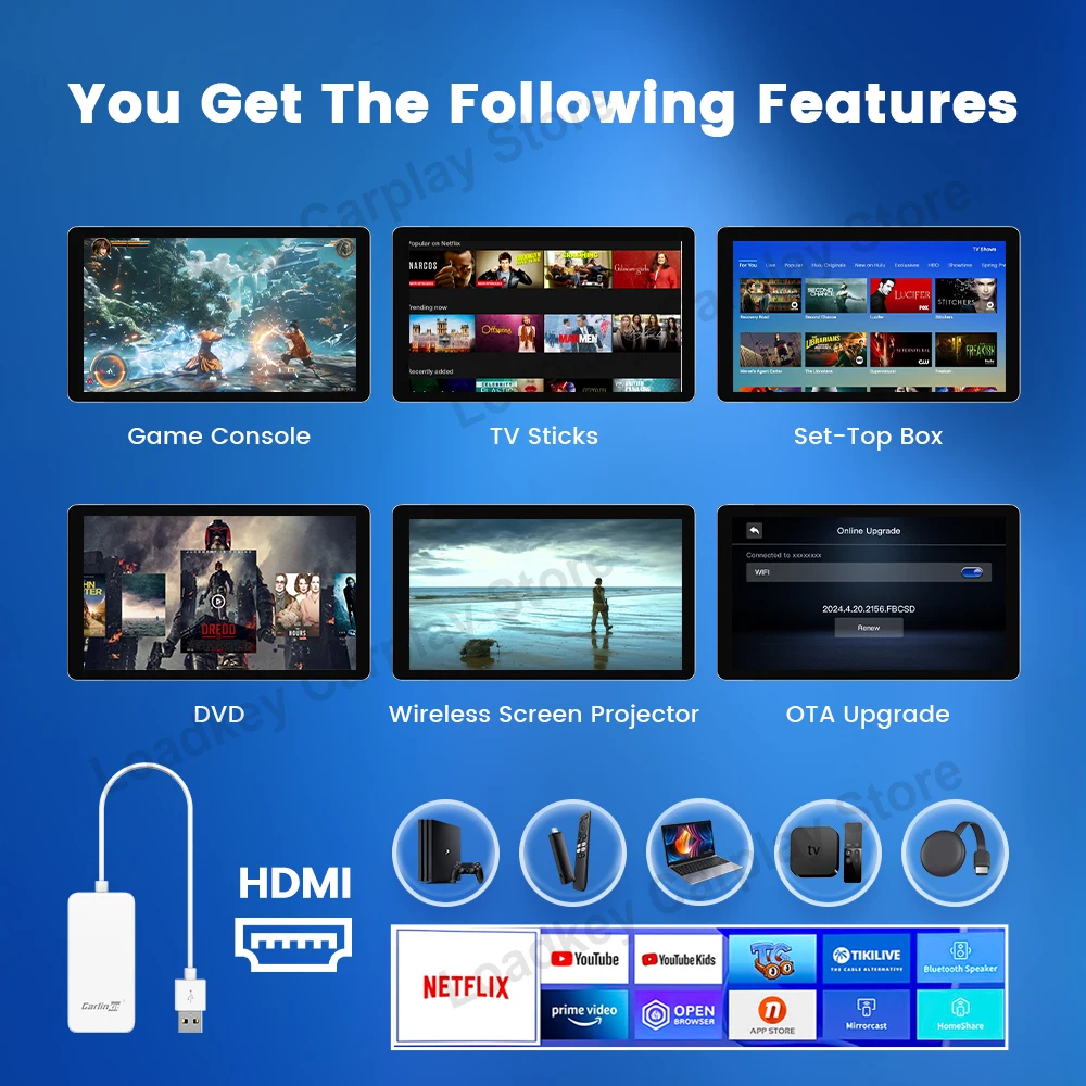 Carlinkit ڵ TV Ʈ , HD , USB  TV ƽ ȭ , OTA ׷̵ ġ  ܼ ǻ, 2024 ǰ