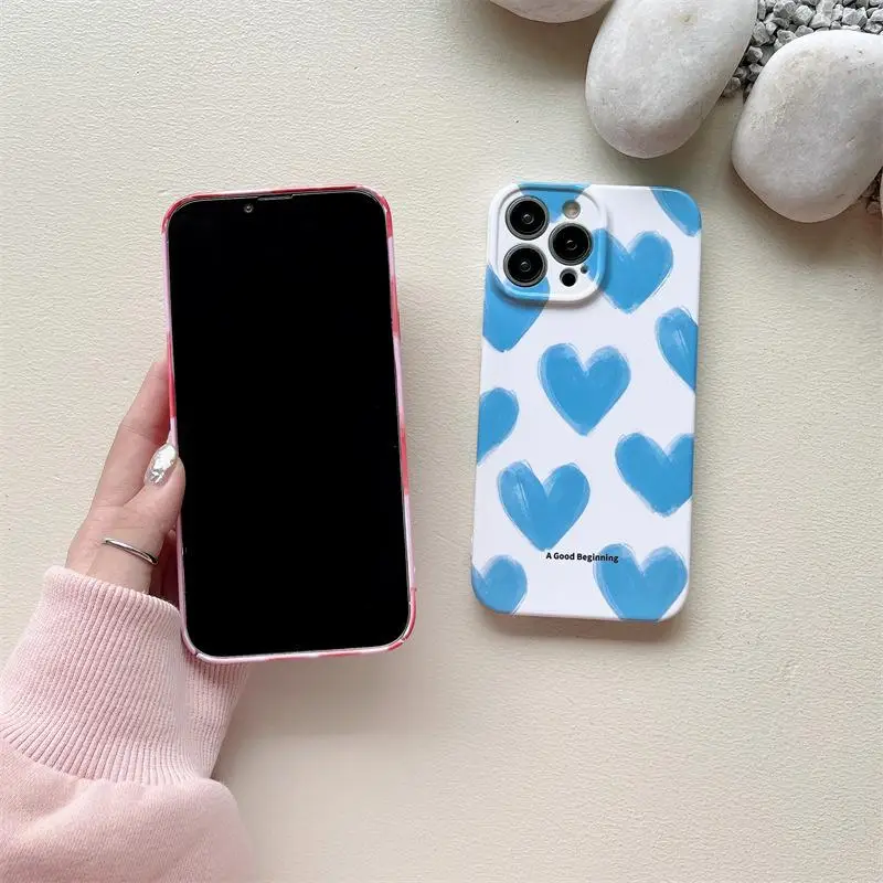 Glossy Hard Acrylic Love Heart Luxury Phone Case