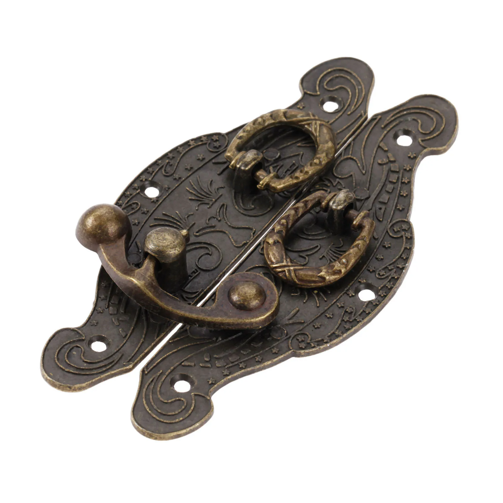 Antique Brass Wooden Case Hasp Vintage Decorative Jewelry Gift Box Suitcase Hasp Latch Hook Furniture Buckle Clasp Lock 90*50mm