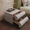 Nightstand with 2 Drawer, Bedside Table with Microfibre Leather, Fashion Night Stand for Bedroom, No Assembly Required-White 6