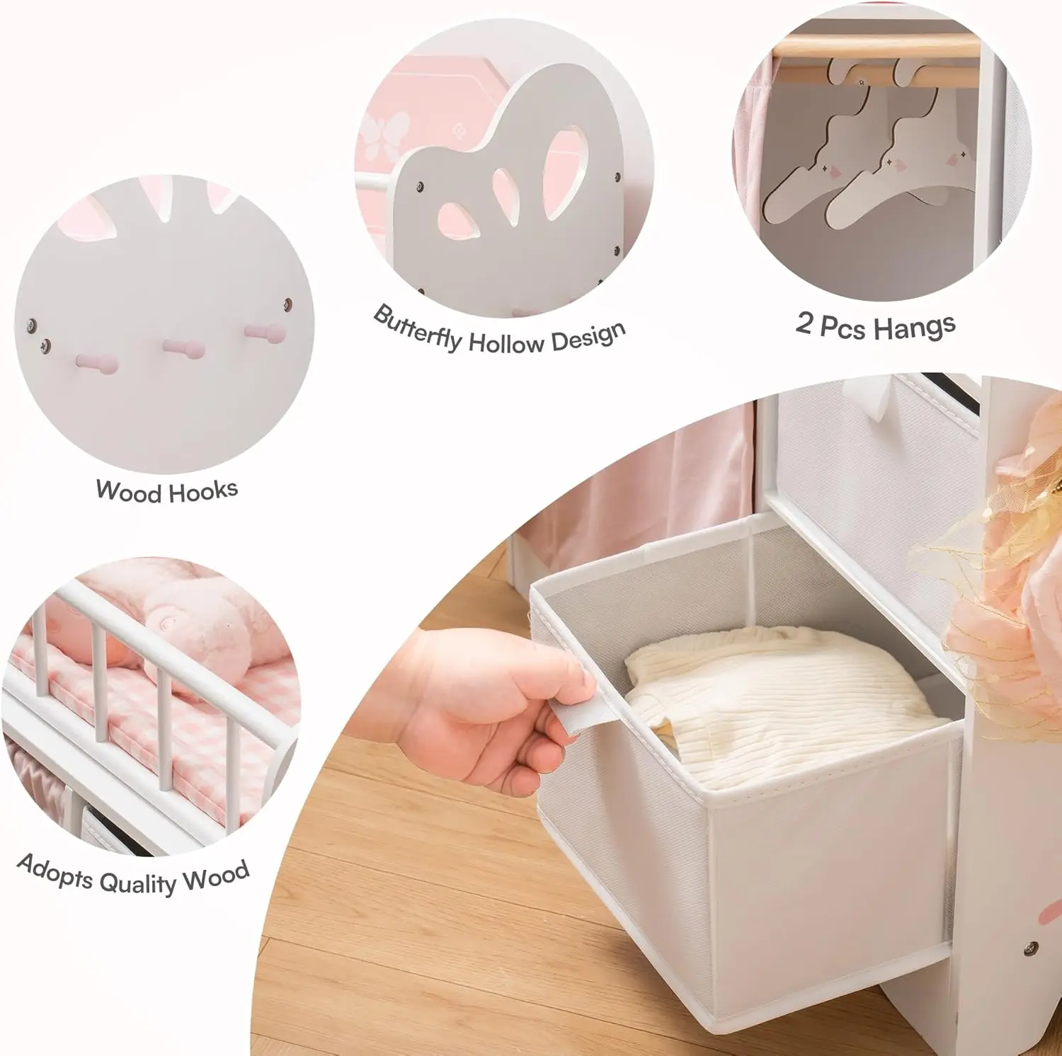 Wooden Doll Crib Bed 6