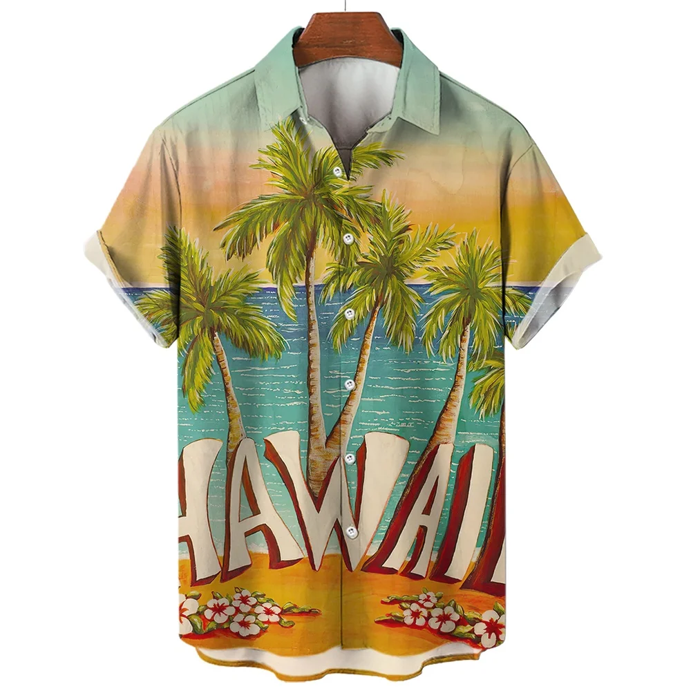 

Новые Гавайские пляжные рубашки с 3D принтом кокосового дерева для мужчин и женщин, Повседневная модная уличная одежда, рубашка с коротким рукавом, топы, блузка, мужская одежда