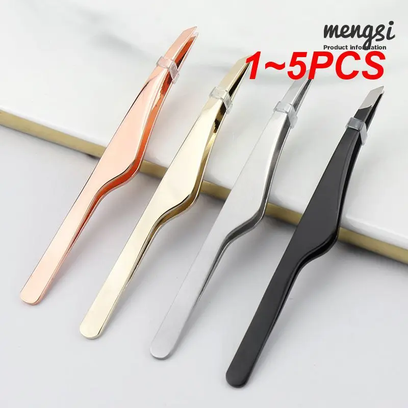 1~5PCS Stainless Steel Eyebrow Curlers Eyelashes Double Eyelid Stickers Makeup Eyebrows Oblique Mouth Tweezers Eyebrow Pliers