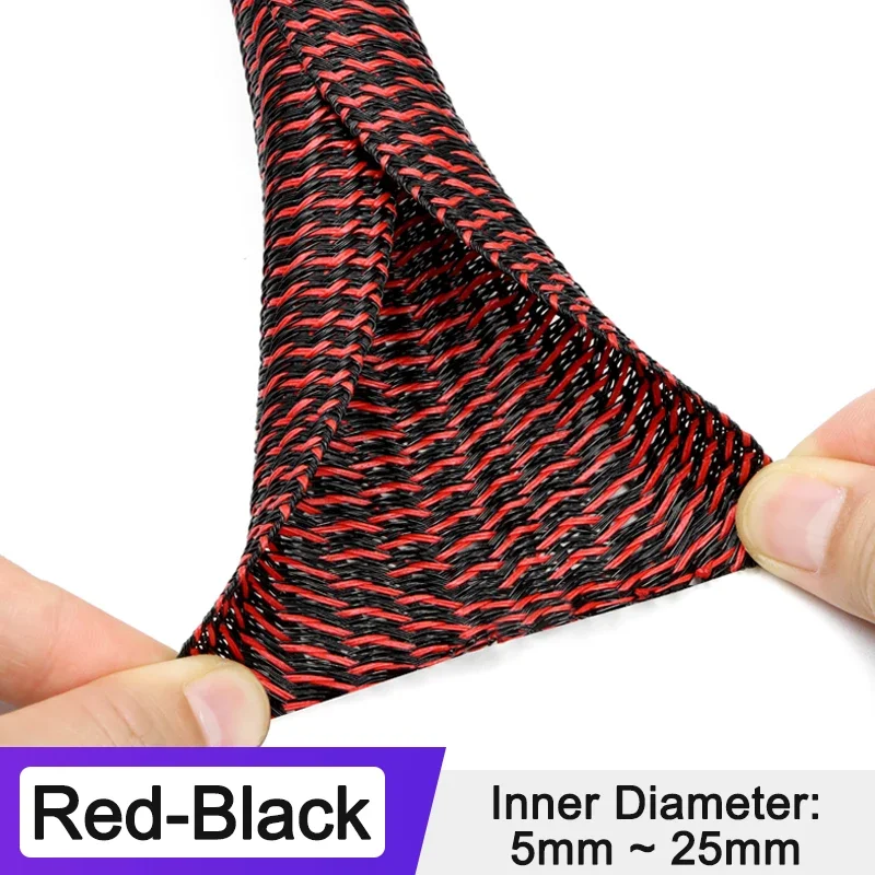 High-Protection PET Braided Cable Sleeve | Self-Closing Insulated Wire Organizer