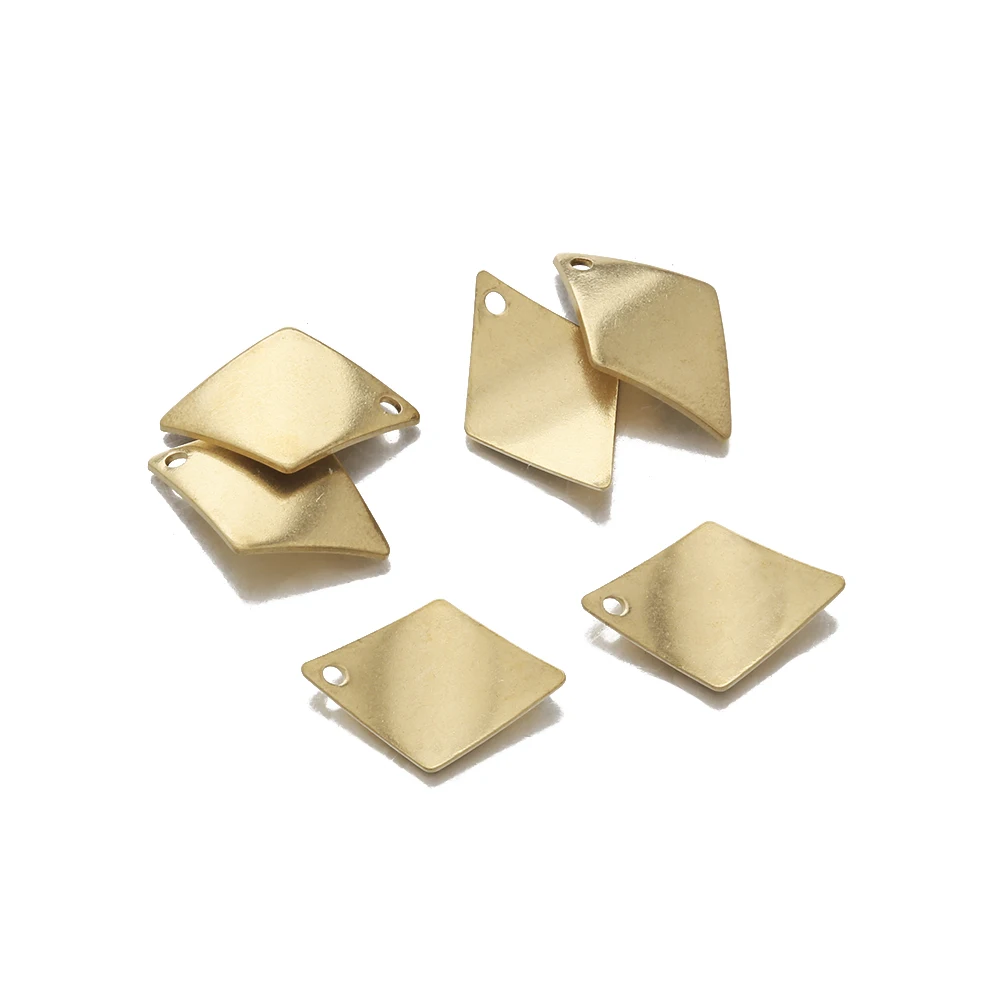 

20Pcs Raw Brass Rhombus Charm Curved Diamond Shape Small Pendant Charm for Diy Bracelet Necklace Jewelry Making Earring Findings