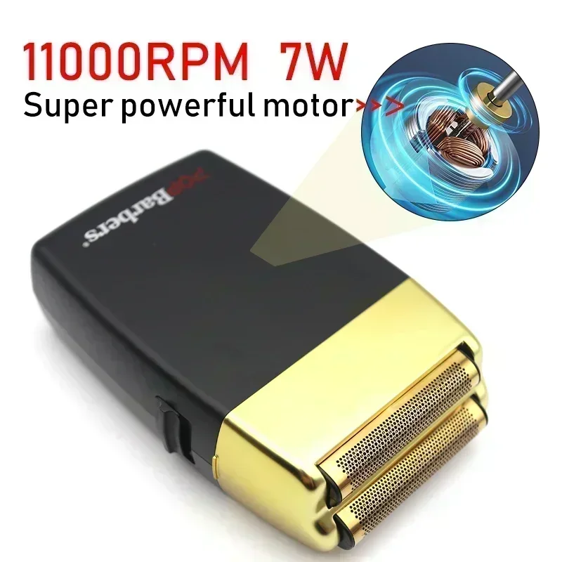 New 11000 RPM 7W Pop Barbers P620 Professional Electric Men's Beard Trimmer Double Foil Shaver Electric Shaver USB Hair Clipper 3