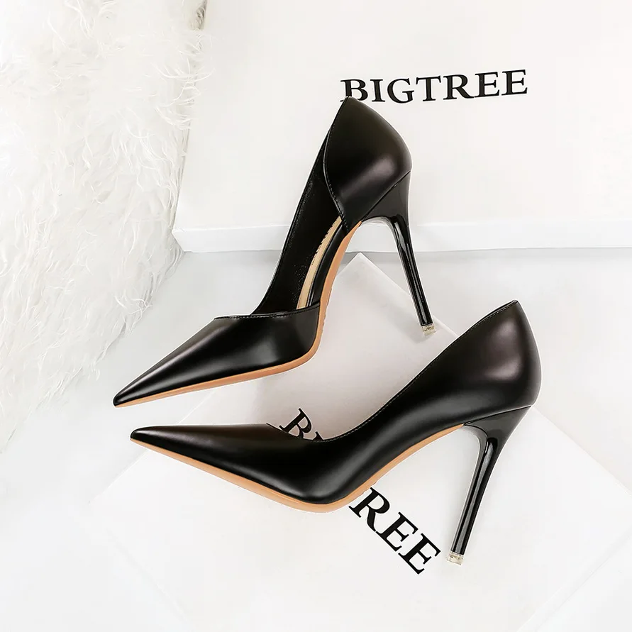 

BIGTREE Shoes Black Women Pumps Quality Leather Women Shoes High Heels Fashion Wedding Shoes Stiletto Luxurious Elegant Pumps