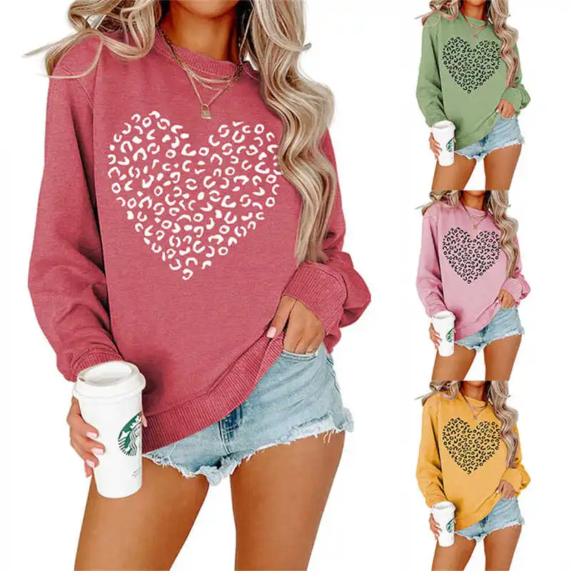 

Winter new cotton love long sleeve regular casual fashion retro crewneck women's clothing