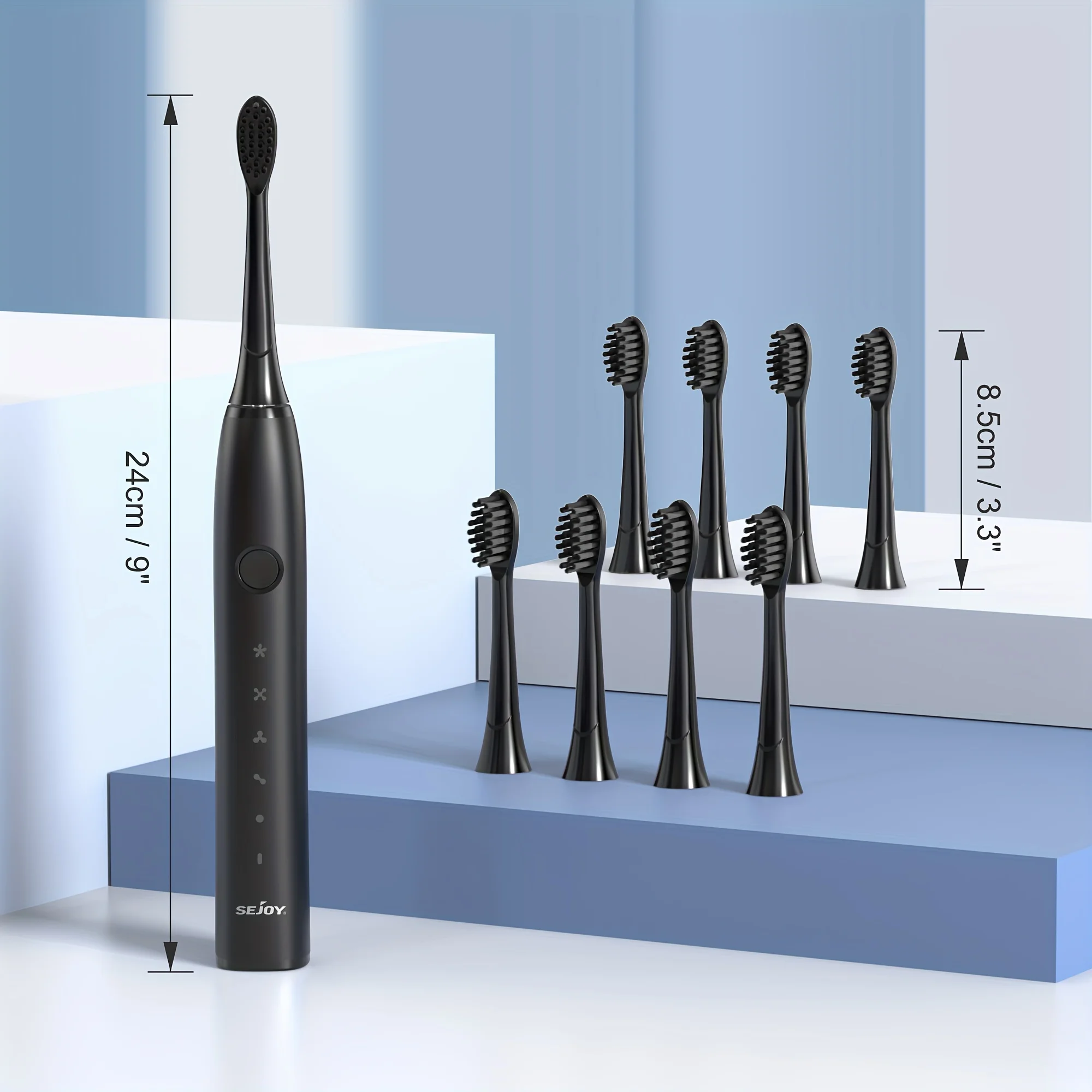 Sejoy Electric Toothbrush With 8 Replacement Brush Heads Whitening Portable Sonic Toothbrush Rechargeable with Travel Case 5