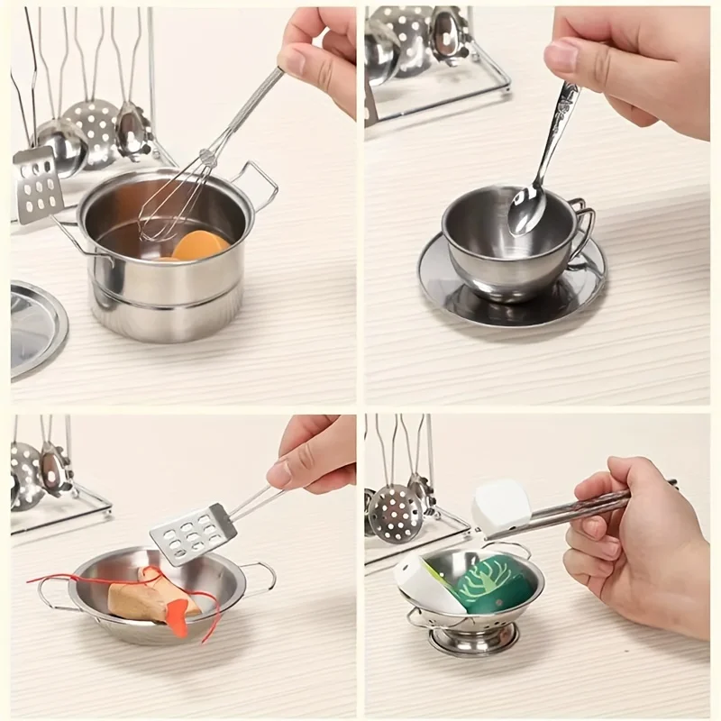 25PCS Pretend Play Kitchen Set Mini Toy Children Role Playset Cooking Set Educational Gift for Kids Girls Boy