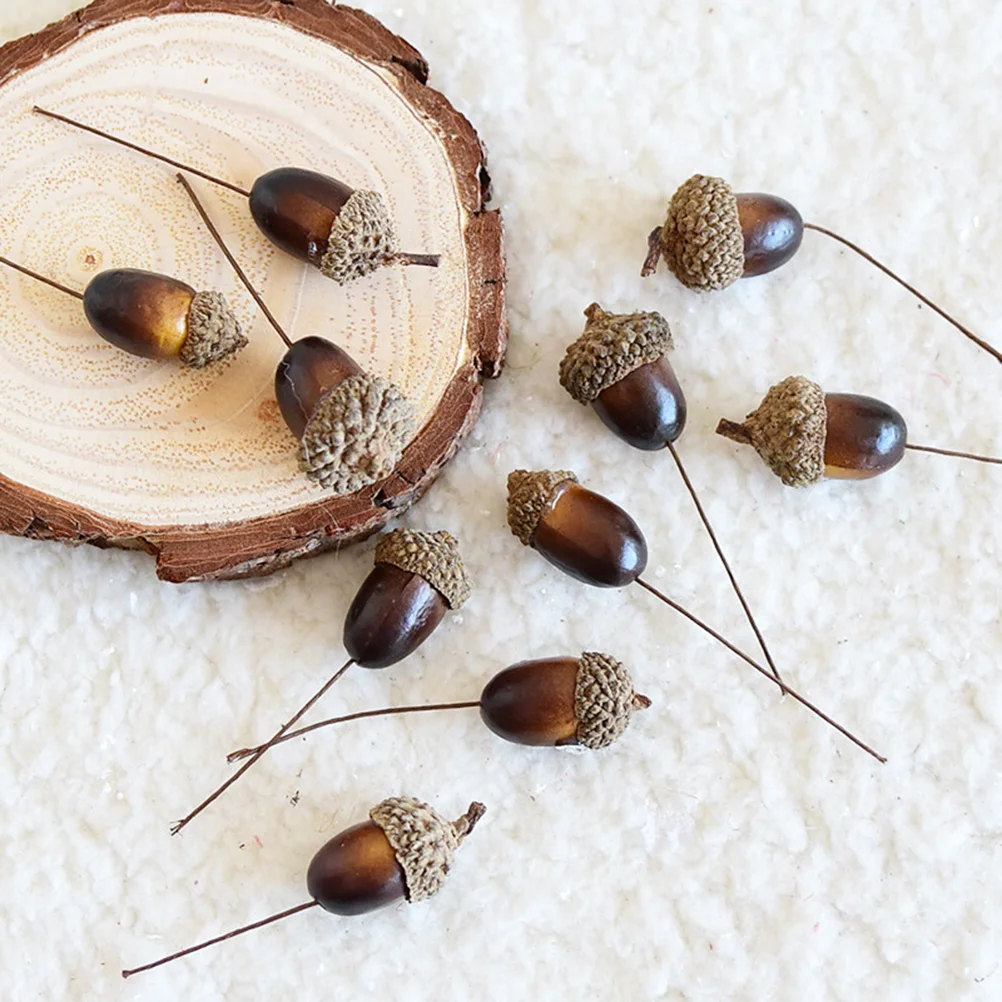 Artificial Acorns 10 Pcs Artificial Acorns Decorative naments Crafts Christmas Tree Nuts Home Garden Party Wedding Festive Supplies Artificial