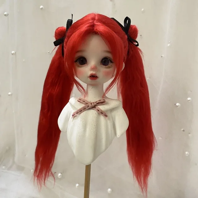 Pullip Doll Wig Red Hair For Dolls Deep Radish Red, 1/8 1/6 1/4