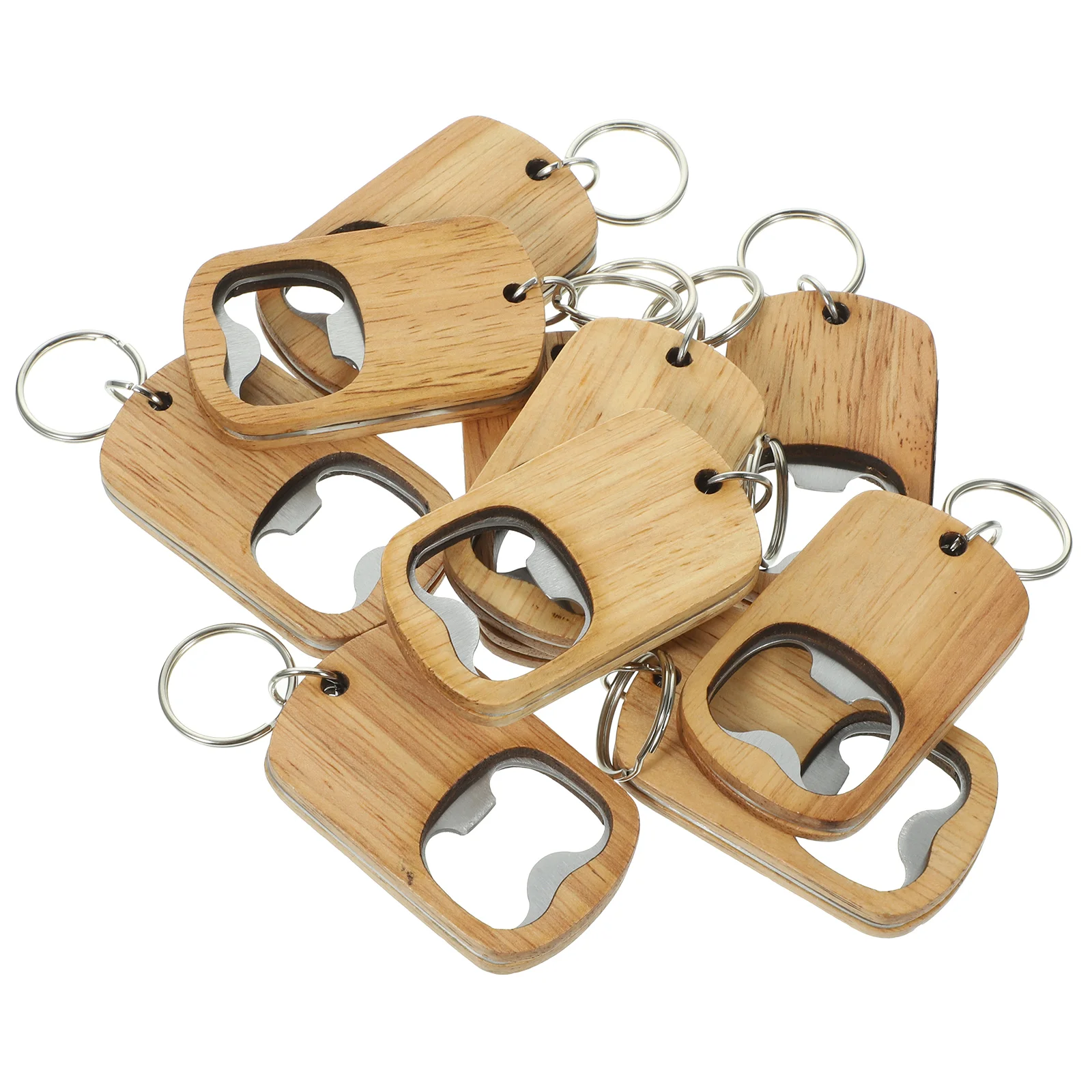 

10 Pcs Wooden Keychain Bottle Opener Grad Gift Soda Beverage Cap Lid Remover Manual Party