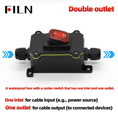 FILN 30A 12V 24V 220V Waterproof Inline Toggle Switch with LED IP65 Sealed Outdoor Box Inline Cord Rocker Switch Power - Image 5